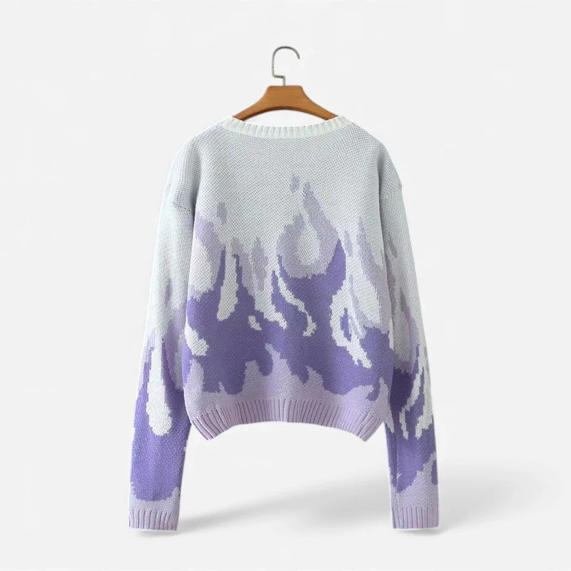Charlotte – Crew Neck Sweater with Abstract Pattern and Long Sleeves