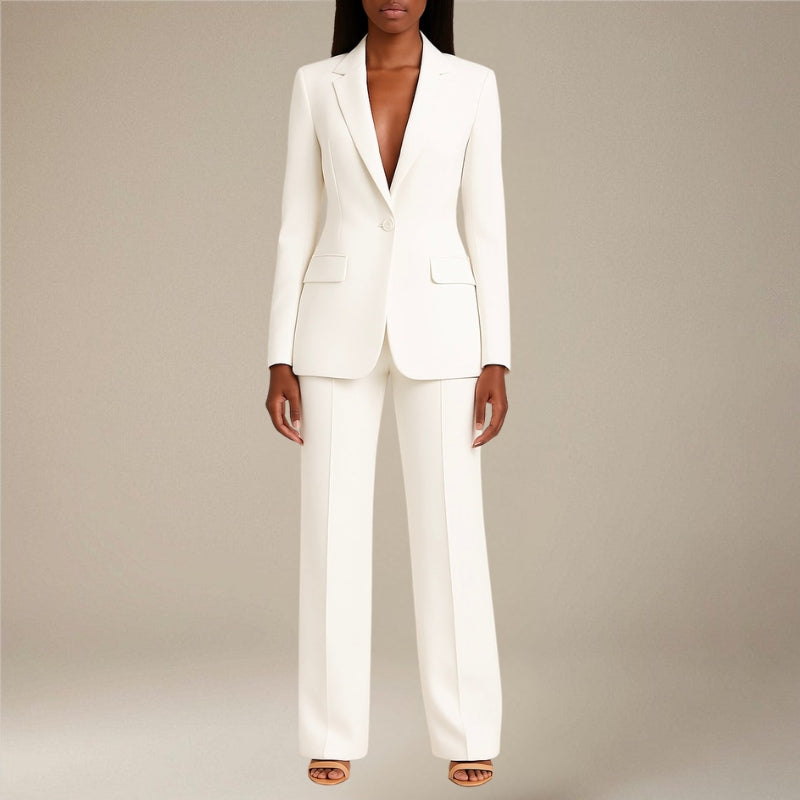 Women's Slim-Fit Blazer with Long Sleeve Pants Suit Set