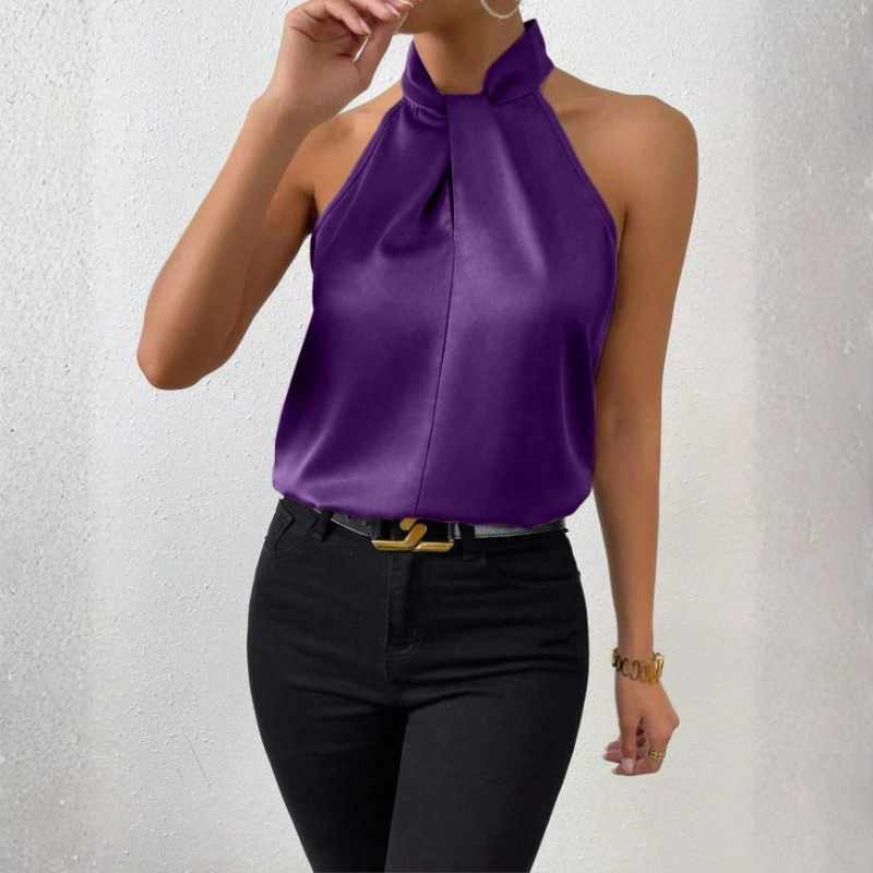 Elegant Women's Sleeveless High Neck Blouse