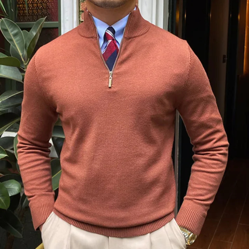 Men's Quarter Zip Stand Collar Sweater