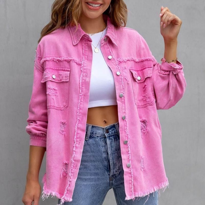 Paige – Long Sleeve Jacket With Button Closure and Down Collar