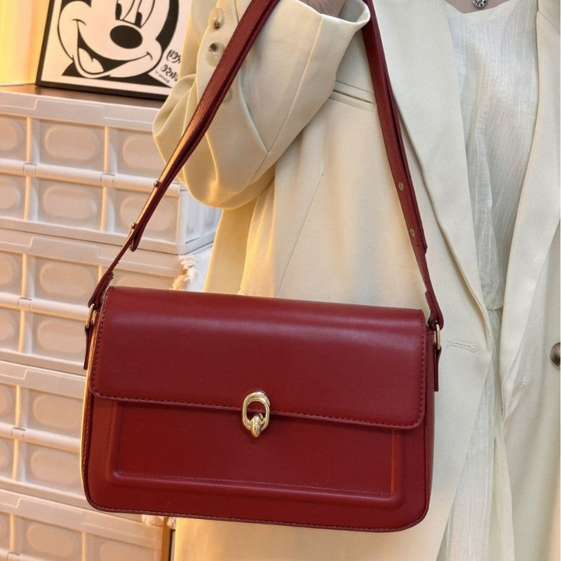 Emma – Women's Shoulder Bag with Long Strap & Hasp Closure