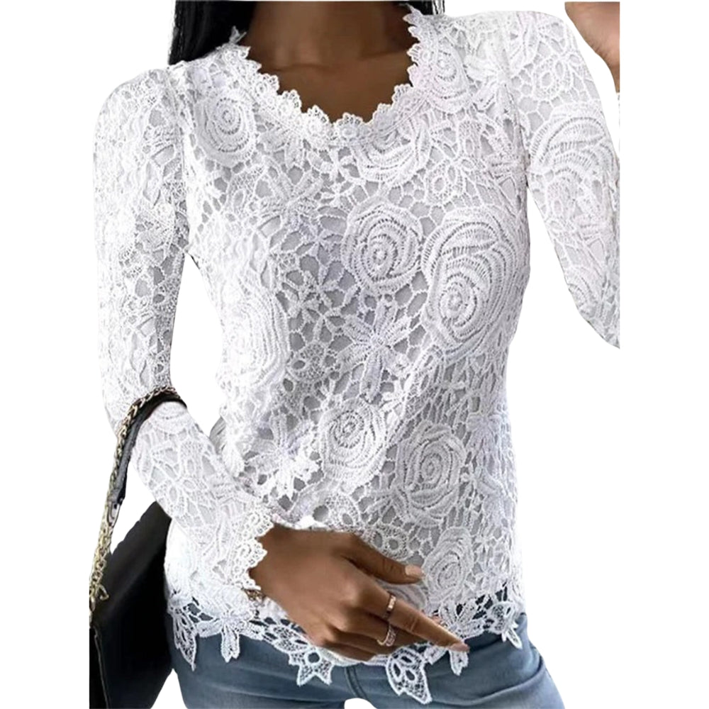 Janne – Blouse met Ronde Hals en Lange Mouwen Velani