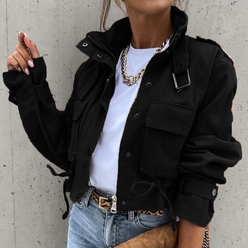 Emma – Long Sleeve Jacket with Pockets and Zipper Closure