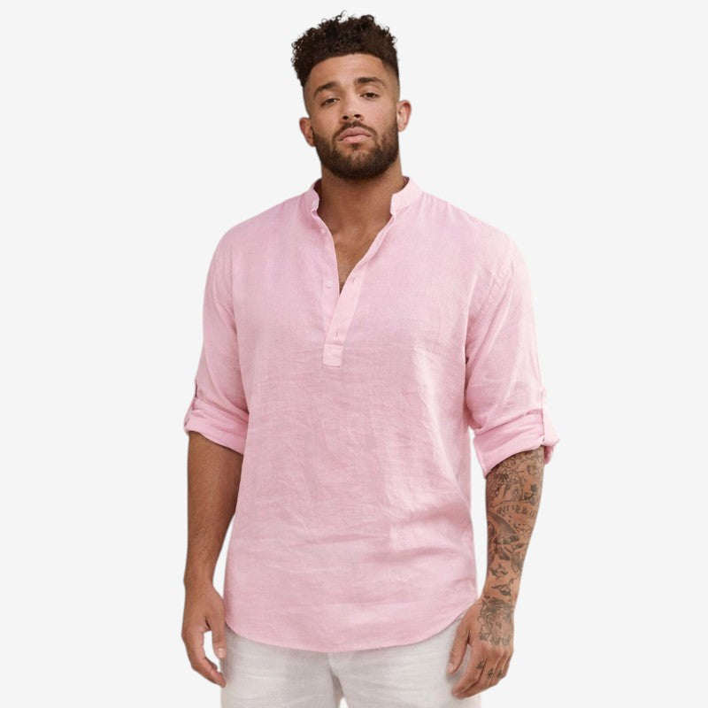 Men's Long Sleeve Shirt with Stand Collar