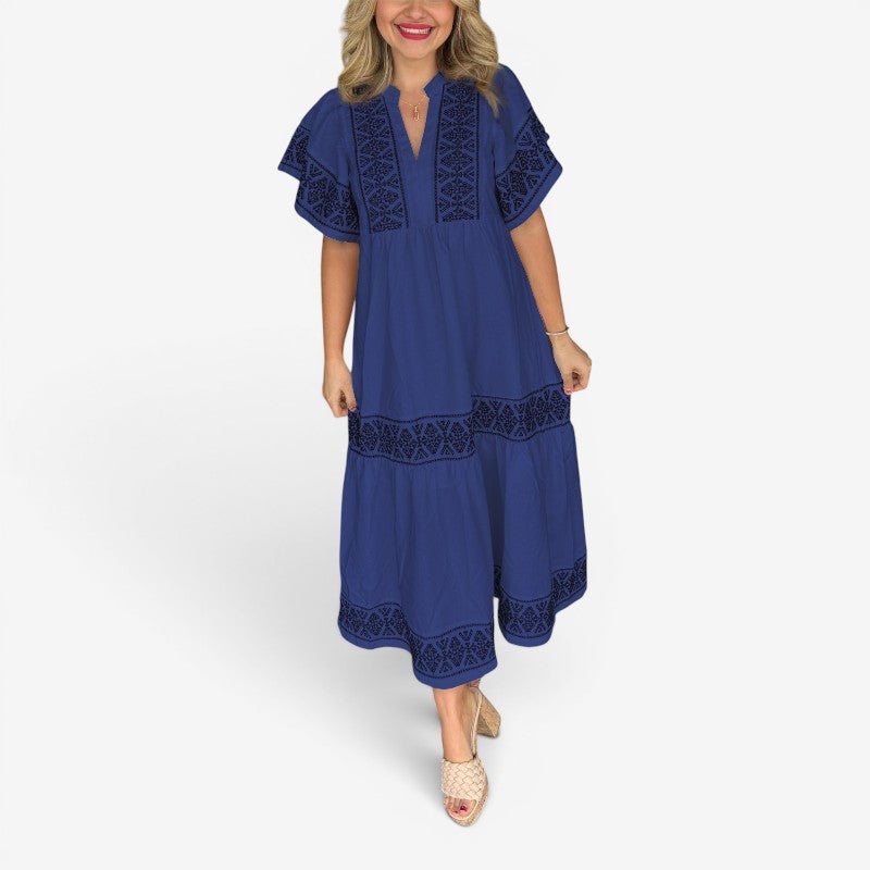 Women’s Midi Dress V Neck Loose Fit