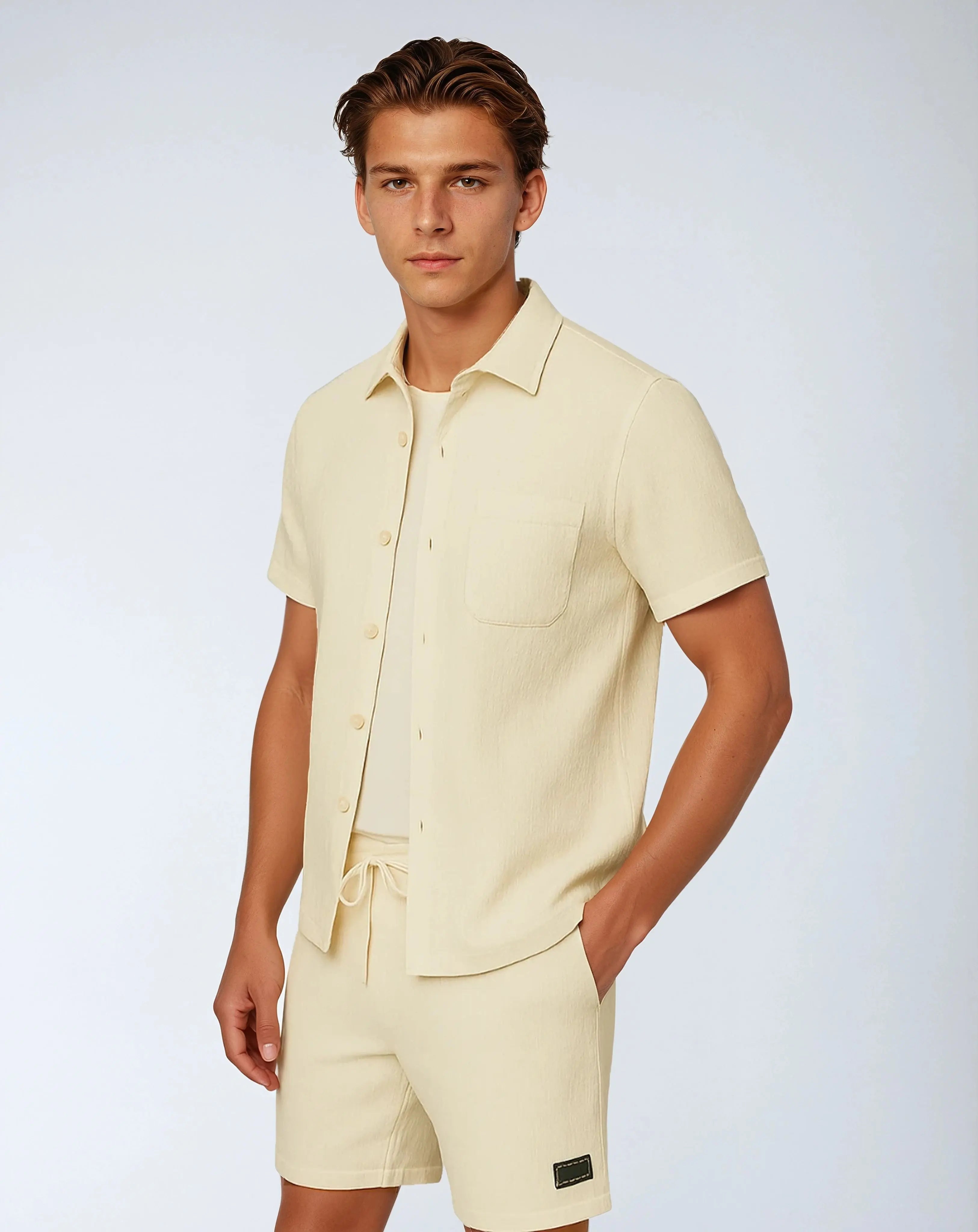 Gestructureerde tweedelige set – Laidback Layers-editie-Two Piece Set-Velani-Velani