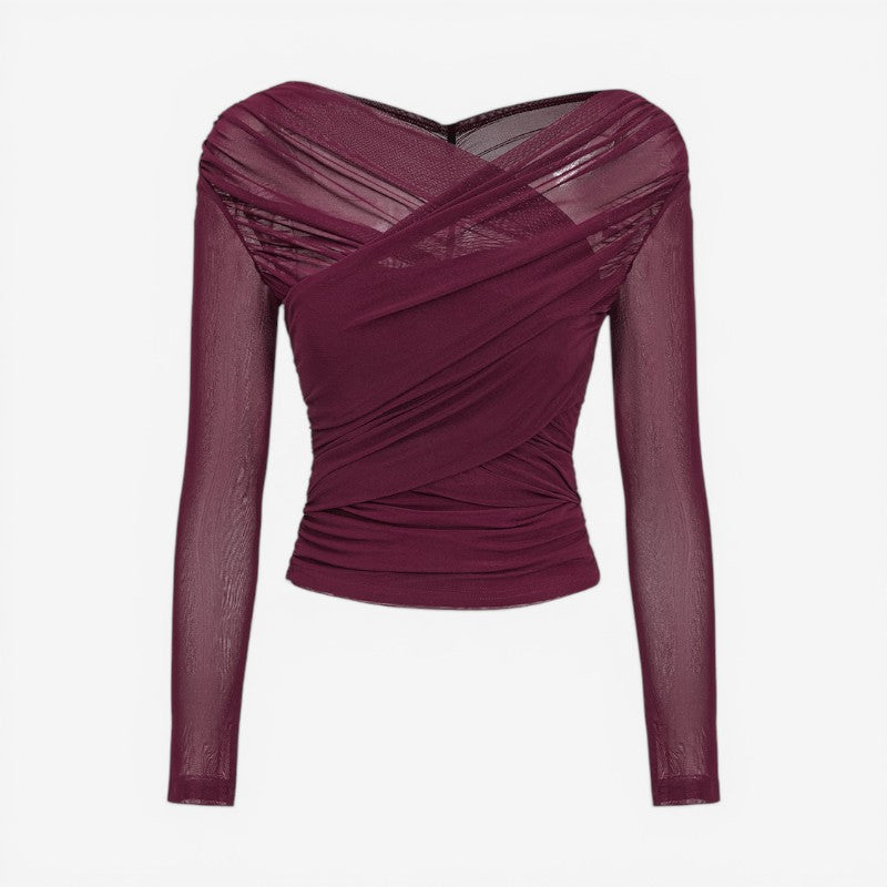 Women’s Crossover Collar Crop Top