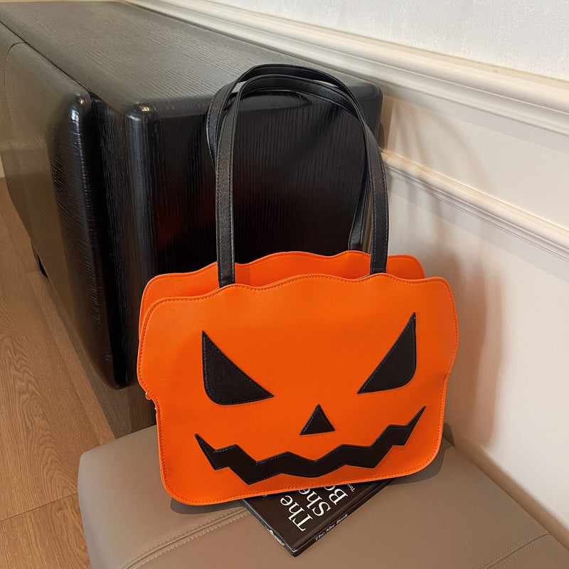 Spooky Halloween Messenger Bag with Pumpkin Art