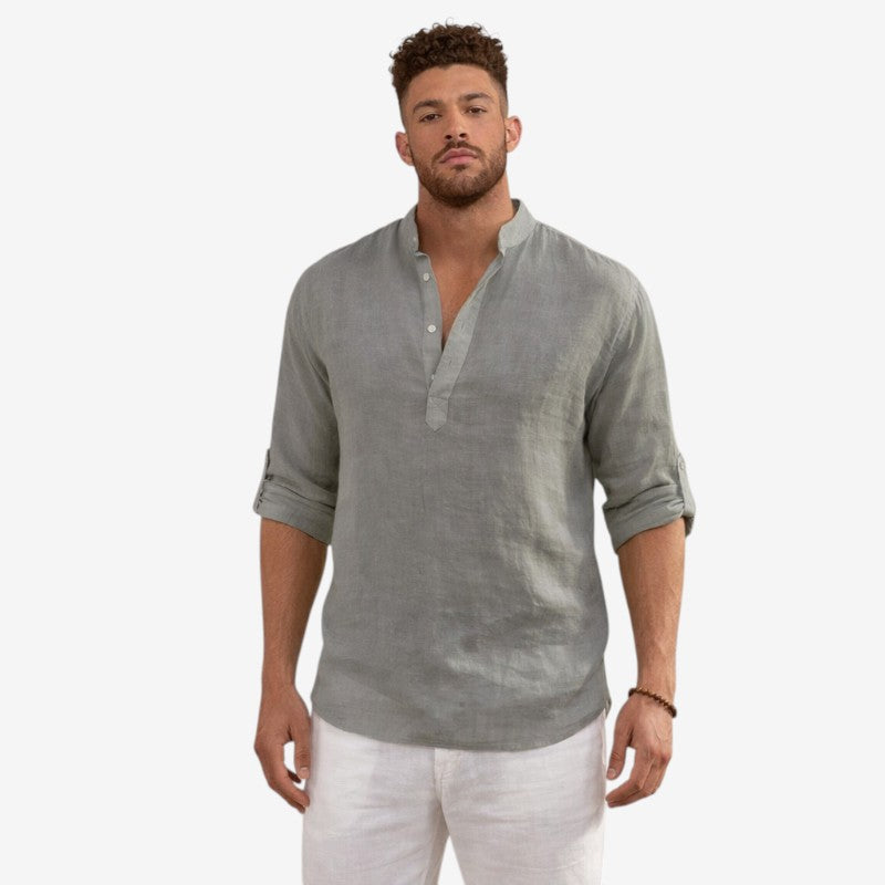 Men's Long Sleeve Shirt with Stand Collar
