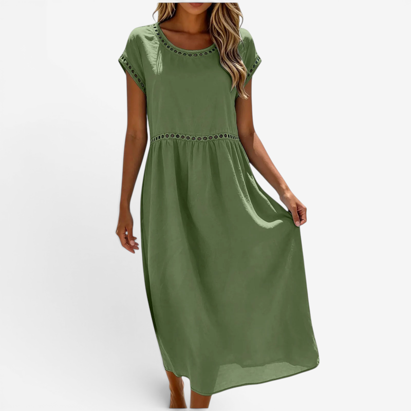 Elegant Women's Crew Neck Maxi Dress