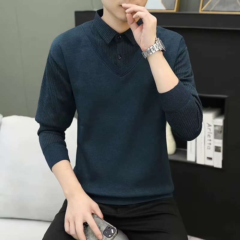 Adam – Slim fit V-hals sweatshirt met lange mouwen Velani