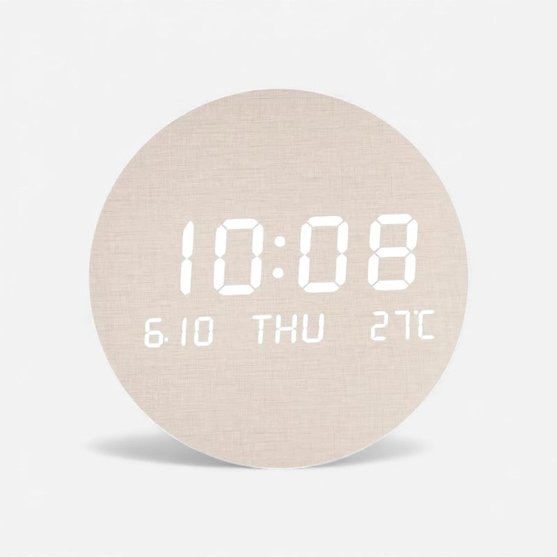TimeCircle – Ronde LED Digitale Wandklok met Tijd- en Dagweergave Velani