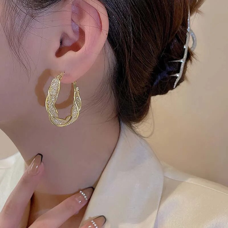 Hoop Earrings with Twisted Design
