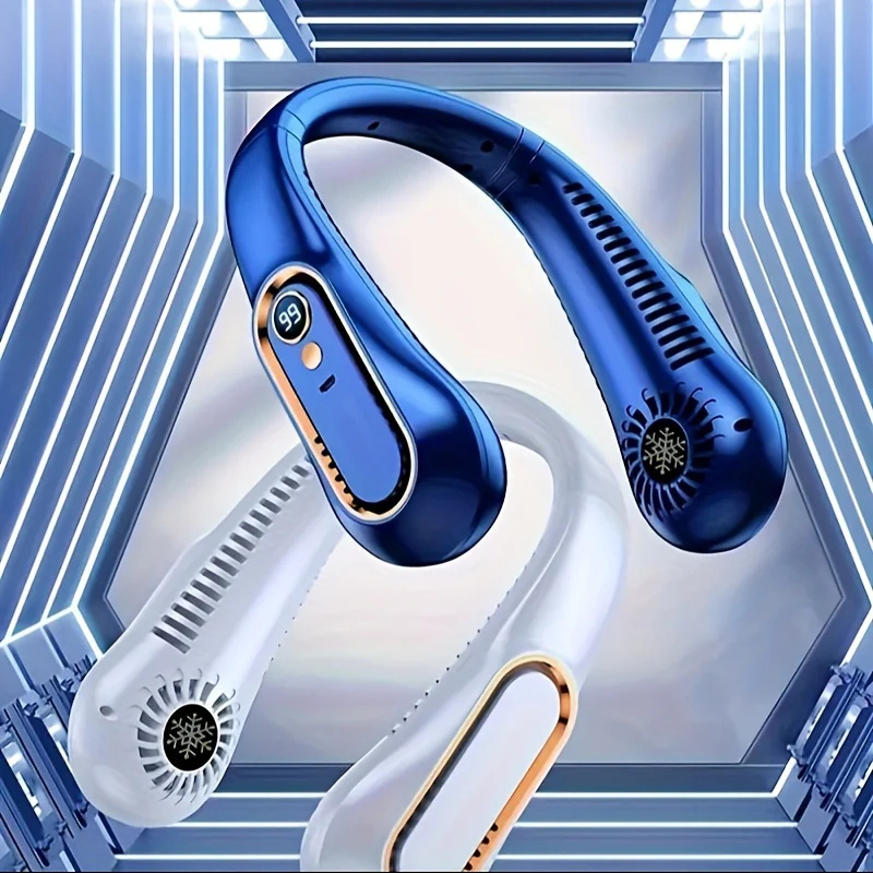 Wearable Neck Fan with Digital Display