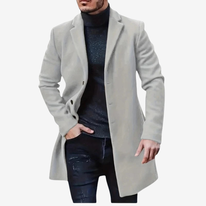 Liam – Long Sleeve Coat with Down Collar