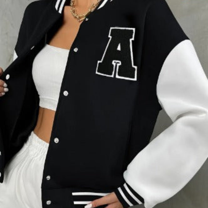 Liana – Long Sleeve Jacket with Ribbed Hem and Button Closure Design