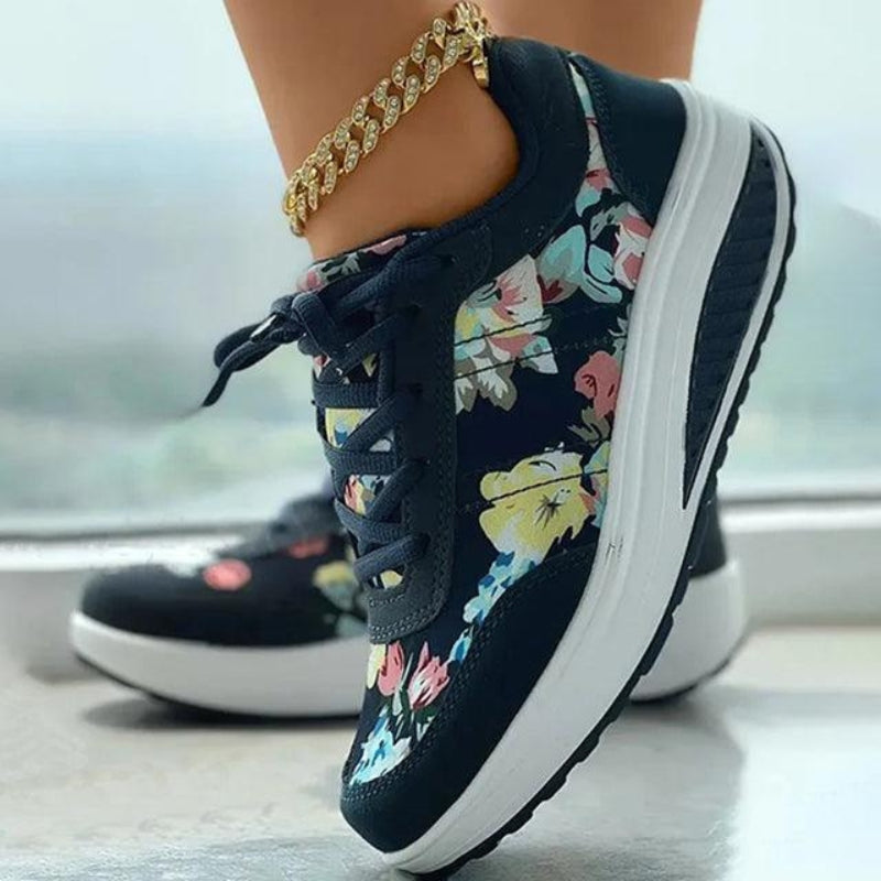 Nora – Sneakers with Floral Print and Adjustable Lace Design
