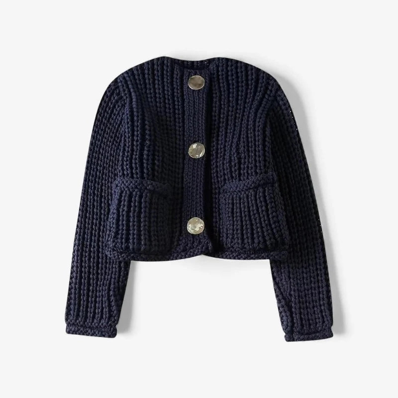 Emma – Long sleeve round neck sweater with buttons