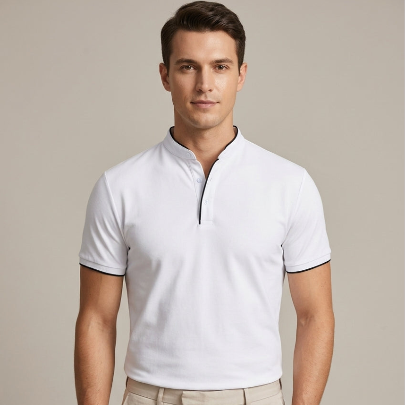 Men's Short Sleeve Stand Collar Polo Shirt