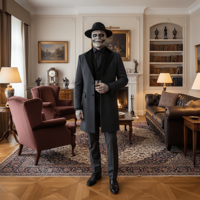 Realistic Skeleton Mask with Hat for Halloween Events