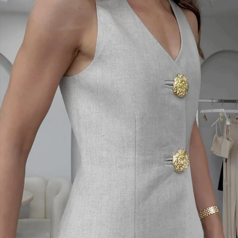 Lisa – Blouse met knoop- en splitdetails en bijpassende broek Velani