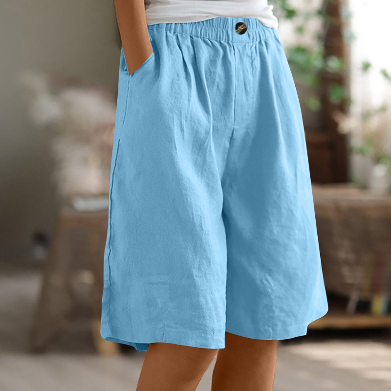 Stylish Women's Knee-Length Shorts with Elastic Waist