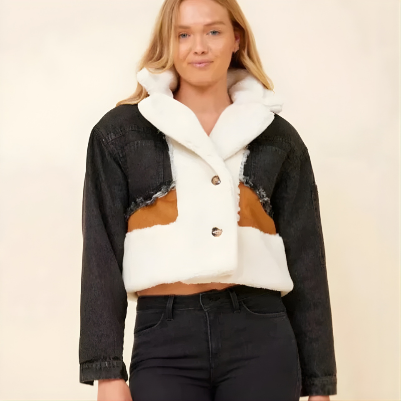 Scarlett – Long-Sleeve Denim Jacket with Lapel Collar and Pockets