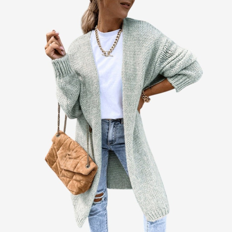 Liana – Long Sleeved Coat with Ribbed Hem Design