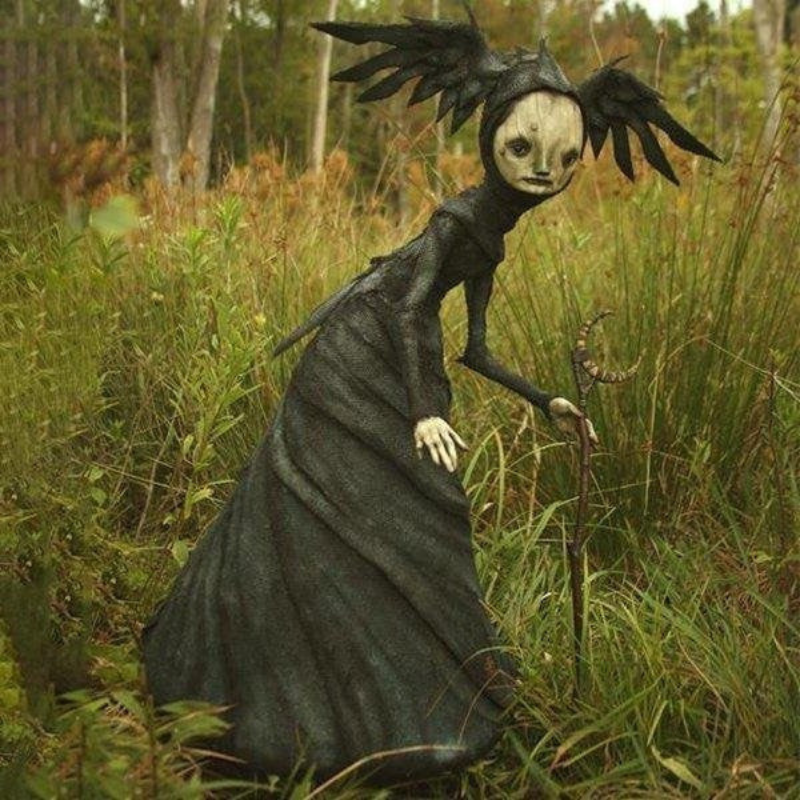 Gothic Witch Figurine with Staff