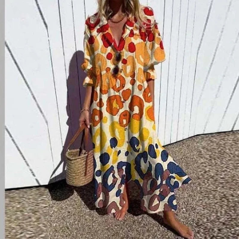 Women’s Maxi Dress Flowy Long Sleeves