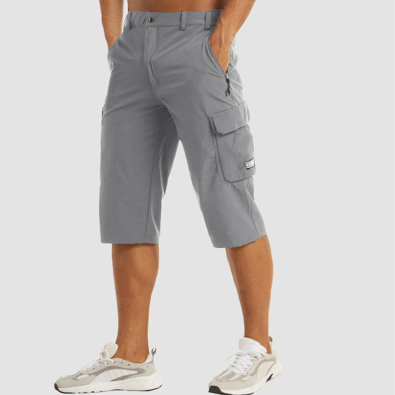 Men's Knee Length High Waisted Shorts with Multiple Pockets