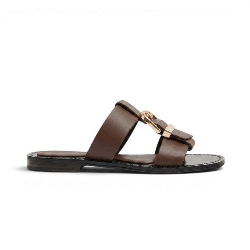 Women's Open Toe Flat Sandals with Buckle Strap