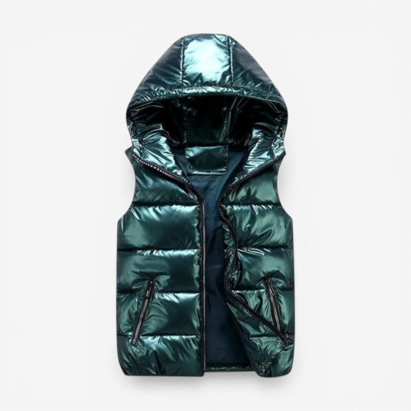 Harry - Sleeveless Padded Hooded Jacket With Zipper And Pockets