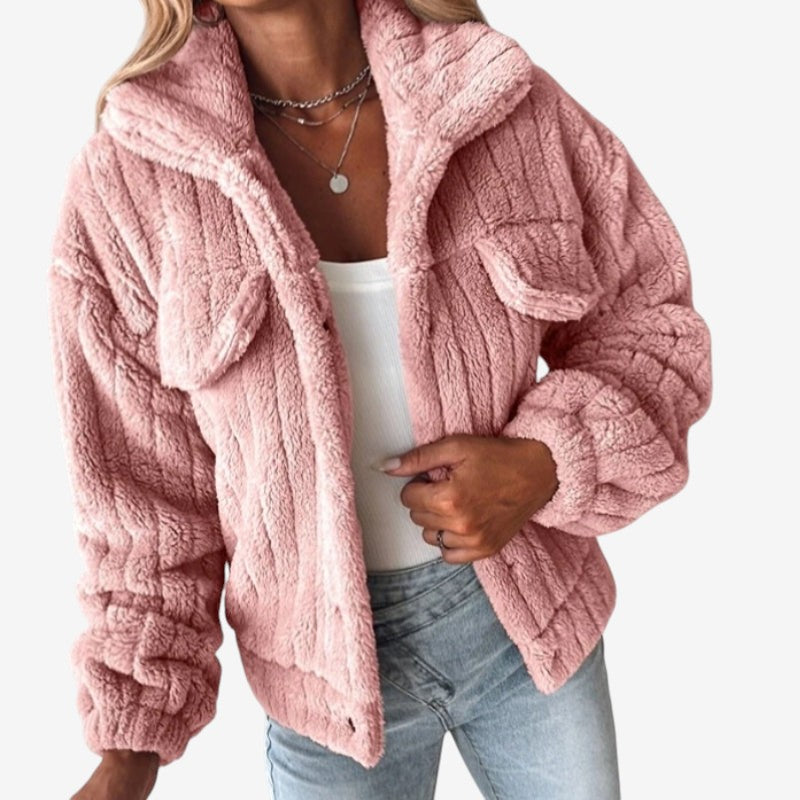 Sophia – Long Sleeve Jacket with Turn Down Collar and Button Closure