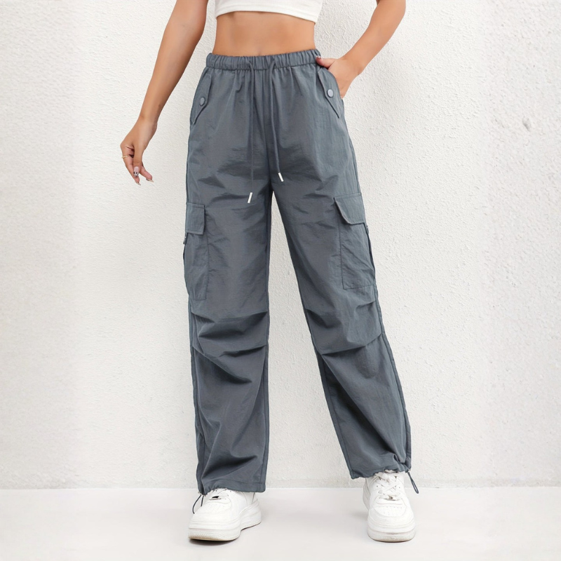Women's Wide Leg Trousers with Drawstring Waist