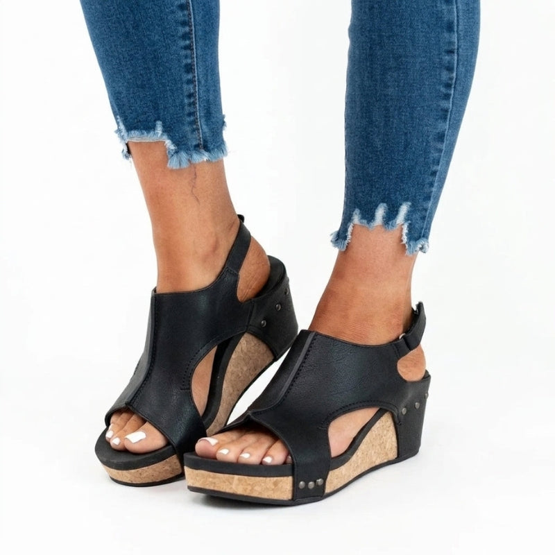 Women's Wedge Sandals with Adjustable Strap