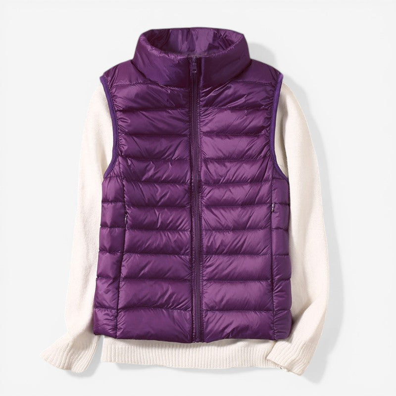Women Sleeveless Vest With Zip Front