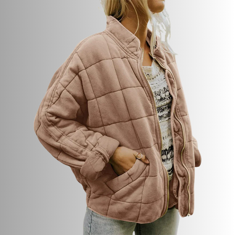 Women Zip-Up Jacket High Neck Structured Fit