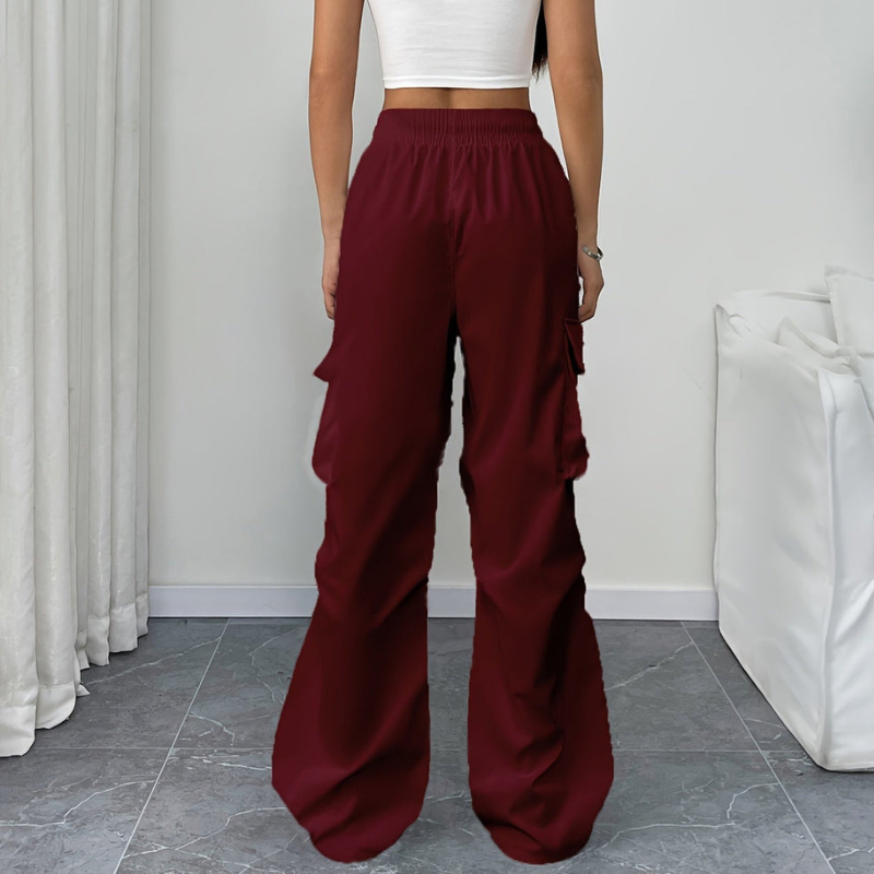 Women's Wide Leg Trousers with Drawstring Waist