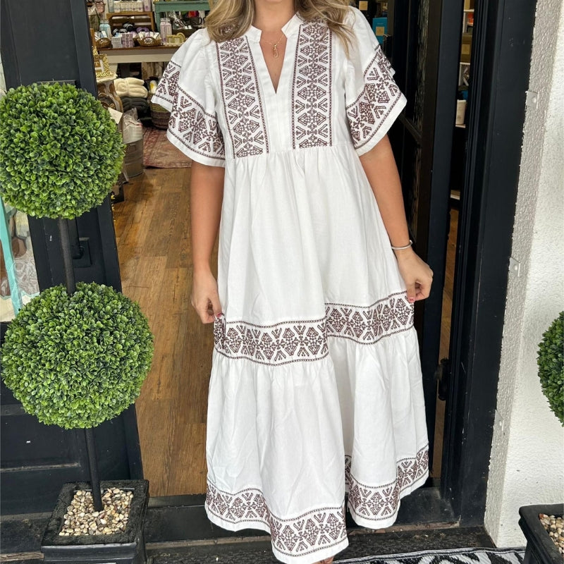 Women’s Midi Dress V Neck Loose Fit