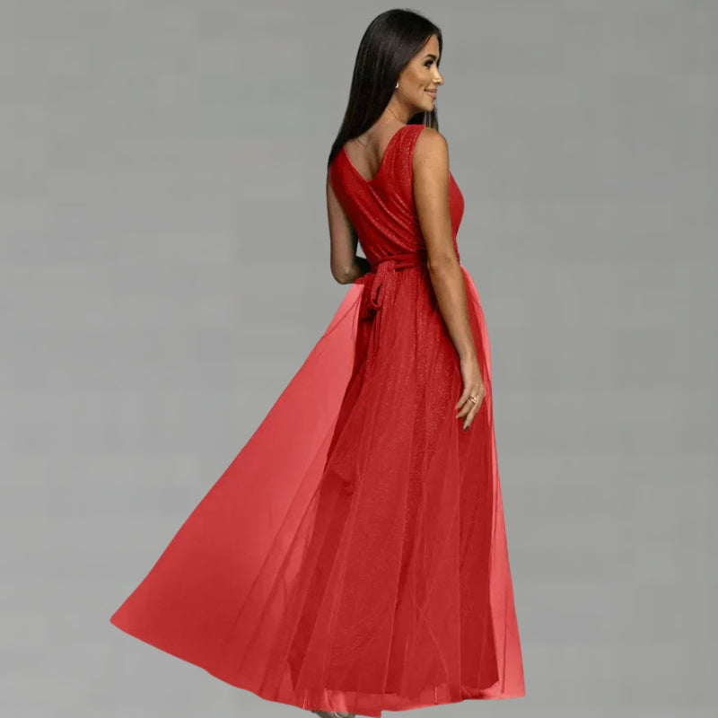 Women Sleeveless V-Neck Maxi Dress