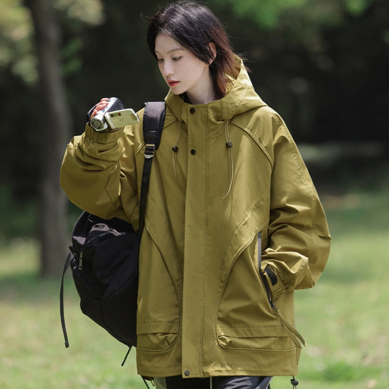 Penny – Long Sleeve Coat with Zipper Pocket and Hoodie