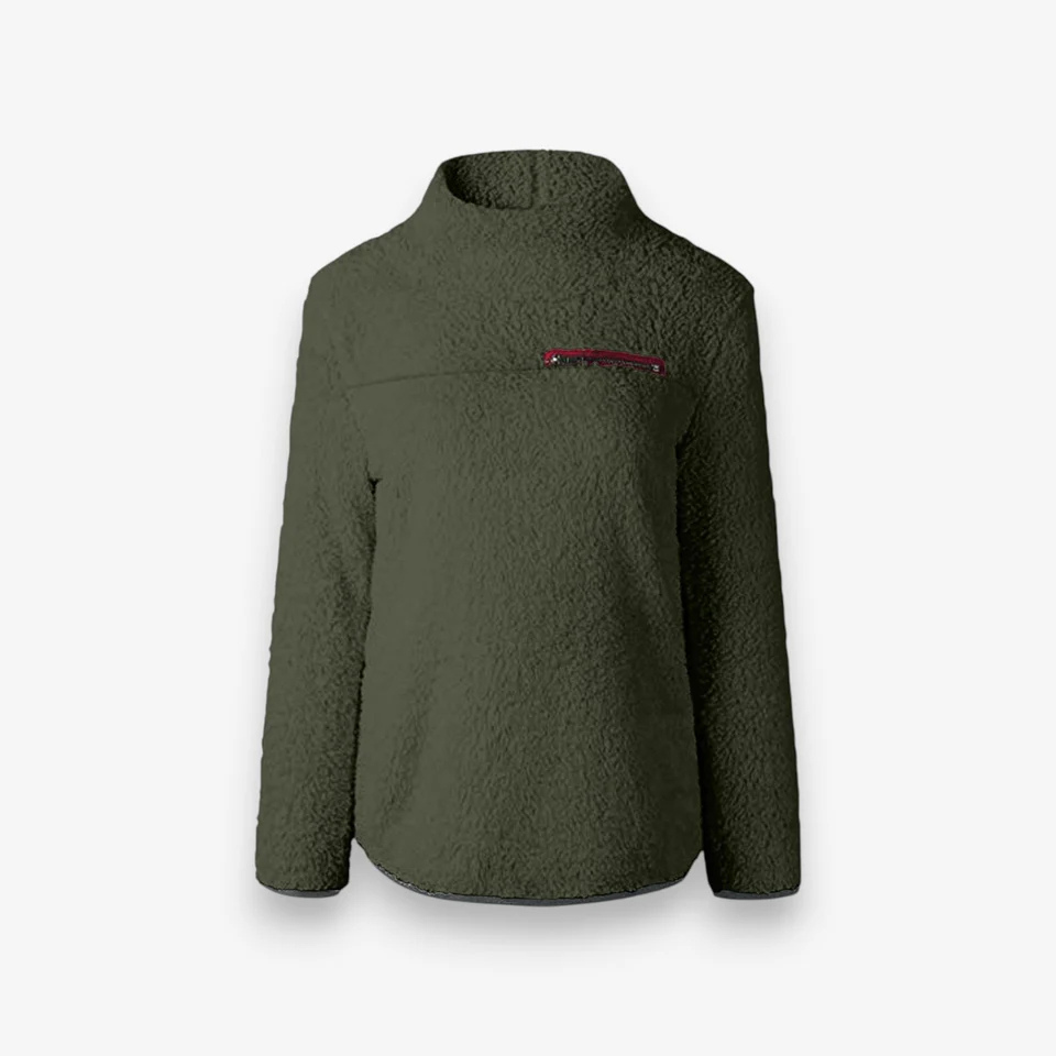 Isabella – Long-Sleeve Turtleneck Sweater with Zip Pocket