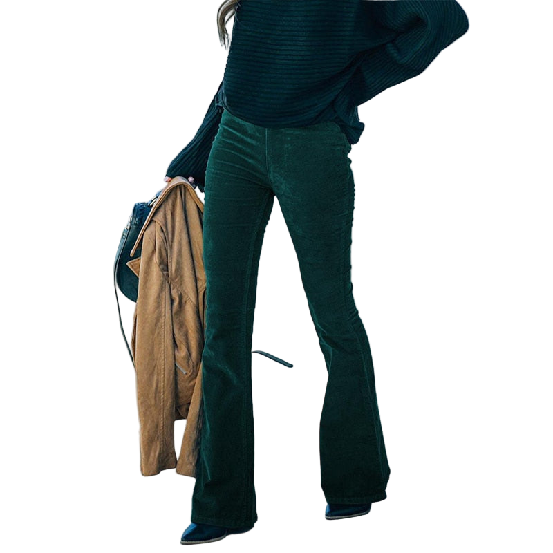 Nora – Hoge Taille Corduroy Wijde Pijpen Broek Velani