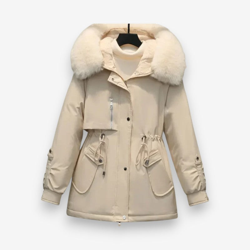 Femke – Gewatteerde Jas met Lange Mouwen en Bontkraag Velani