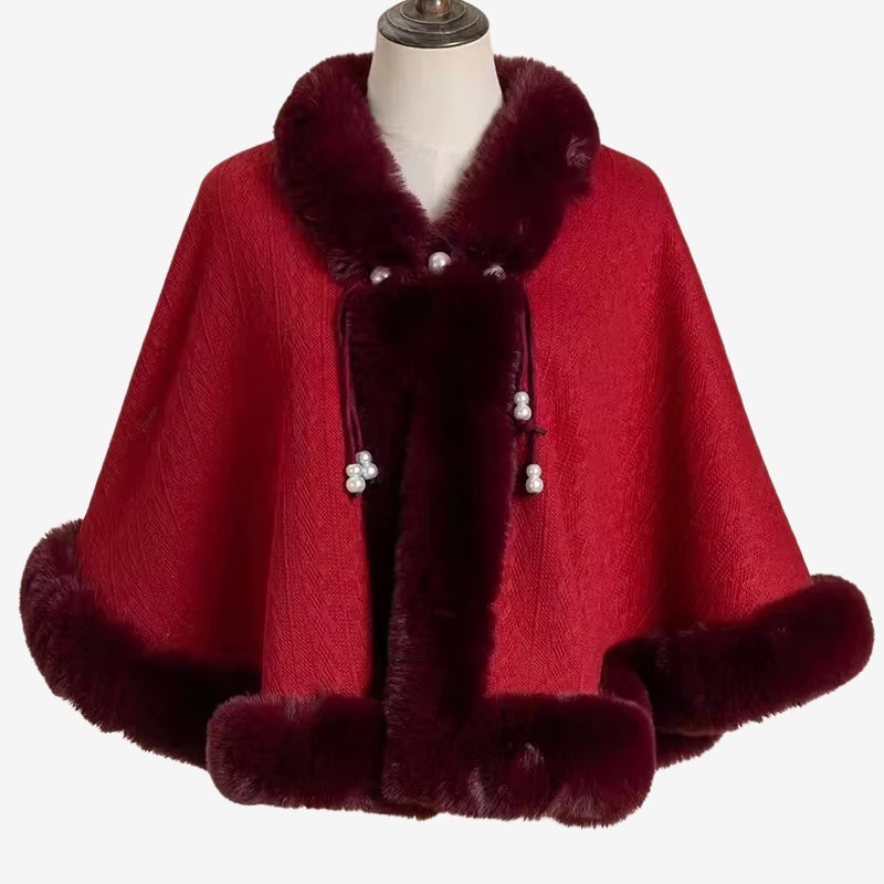 Ariana – Fluffy Poncho met Lange Mouwen en Koord Velani