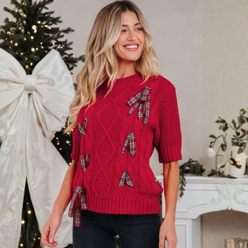 Riley – Round Neck Sweater With Ribbon Detail