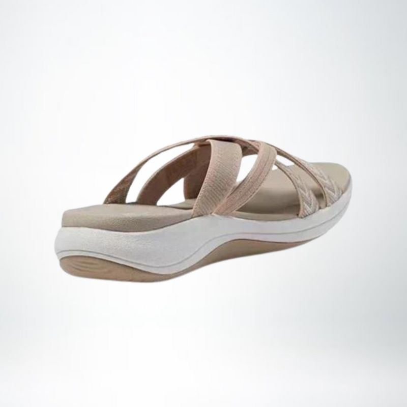 Nora – Dikke Slippers met Brede Kruisband en Open Teen Velani