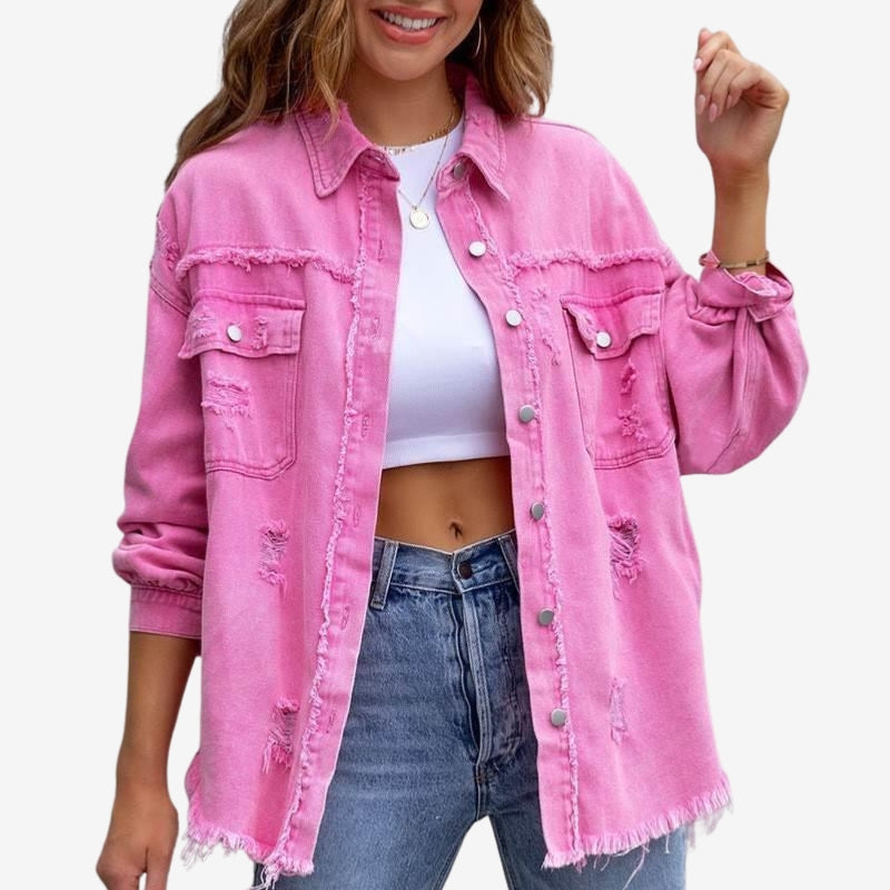 Paige – Long Sleeve Jacket With Button Closure and Down Collar